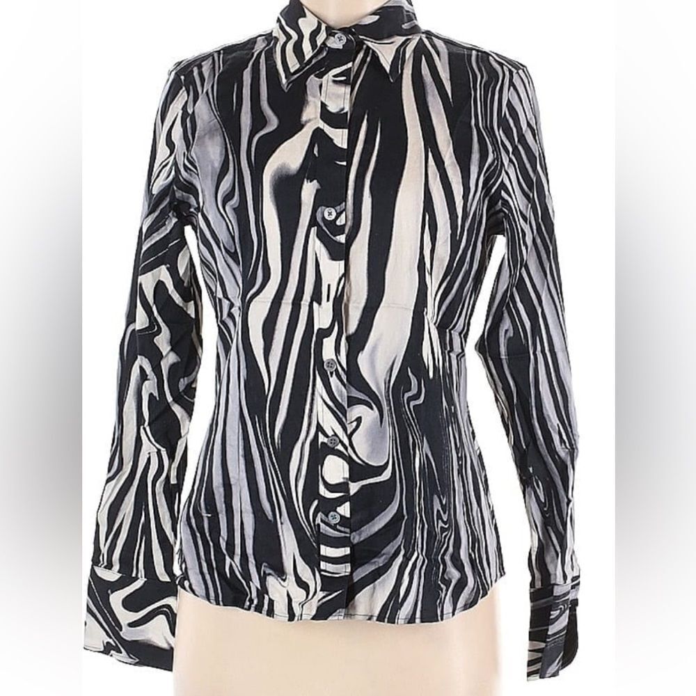 NWT Ladies Paperwhite Black/White Blouse size 12